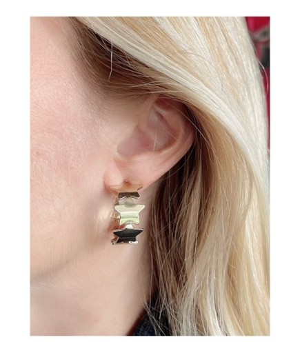 Yıldız Halka Altın Renk Küpe