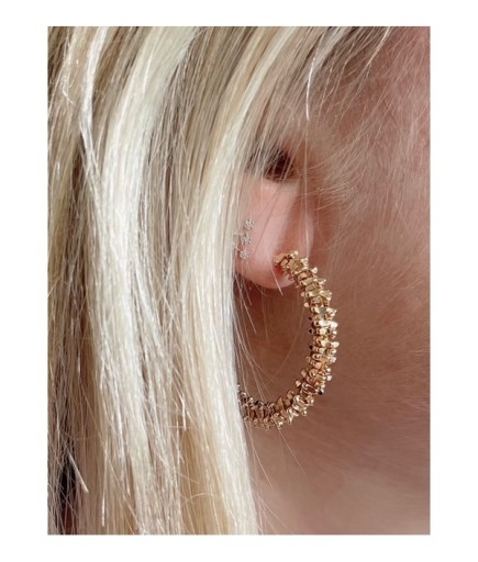 Rose Gold Renkli Tırtıklı Halka Küpe