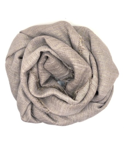 El Boyaması Simli Koton Taş Rengi Şal