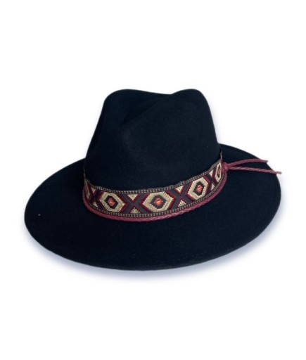 Colorado Bordo Bantlı Siyah Yün Şapka