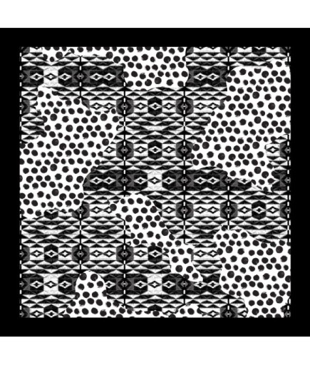 Kyoto Siyah Beyaz Kilim Desenli İpek Eşarp