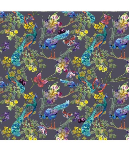 Cape Town Tavuskuşu Ve Çiçek Desenli İpek Eşarp