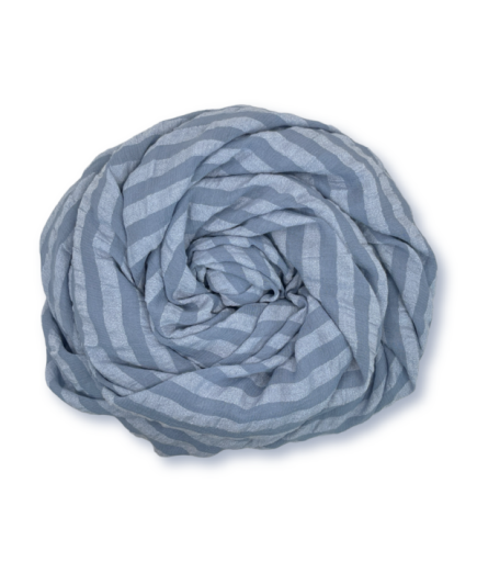 Mavi Çizgili Hafif Kırışık Şal