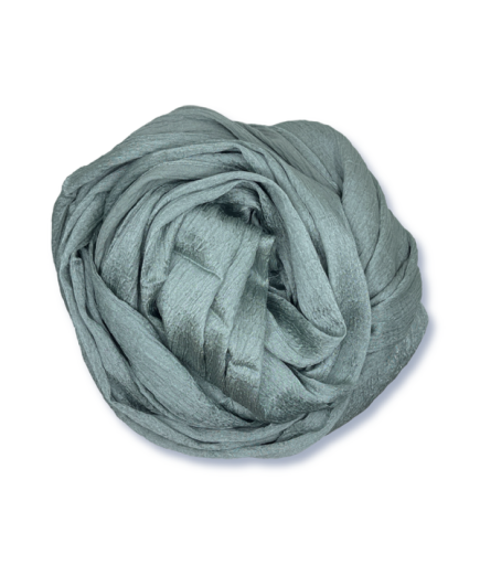 Kendinden Kırışık Dokulu Mat Parlak Nane Yeşili Düz Şal