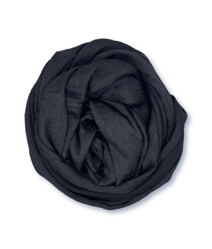 Kendinden Kırışık Dokulu Mat Parlak Siyah Düz Şal