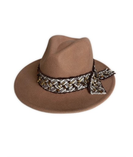 Zermat Kamel Taş Bantlı Yün Şapka