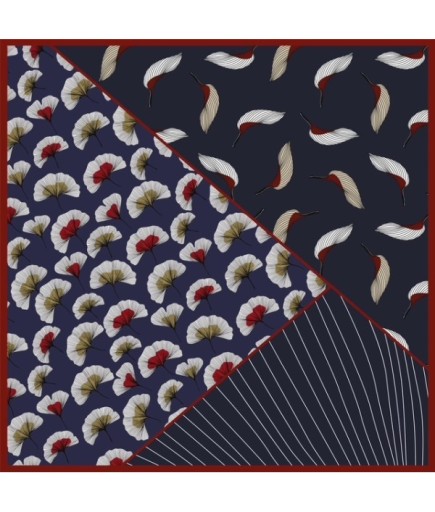 Krakow Lacivert Kırmızı Renkleri Yün Şal